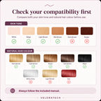 VELORATECH IPL handset — skin tone and hair colour compatibility chart